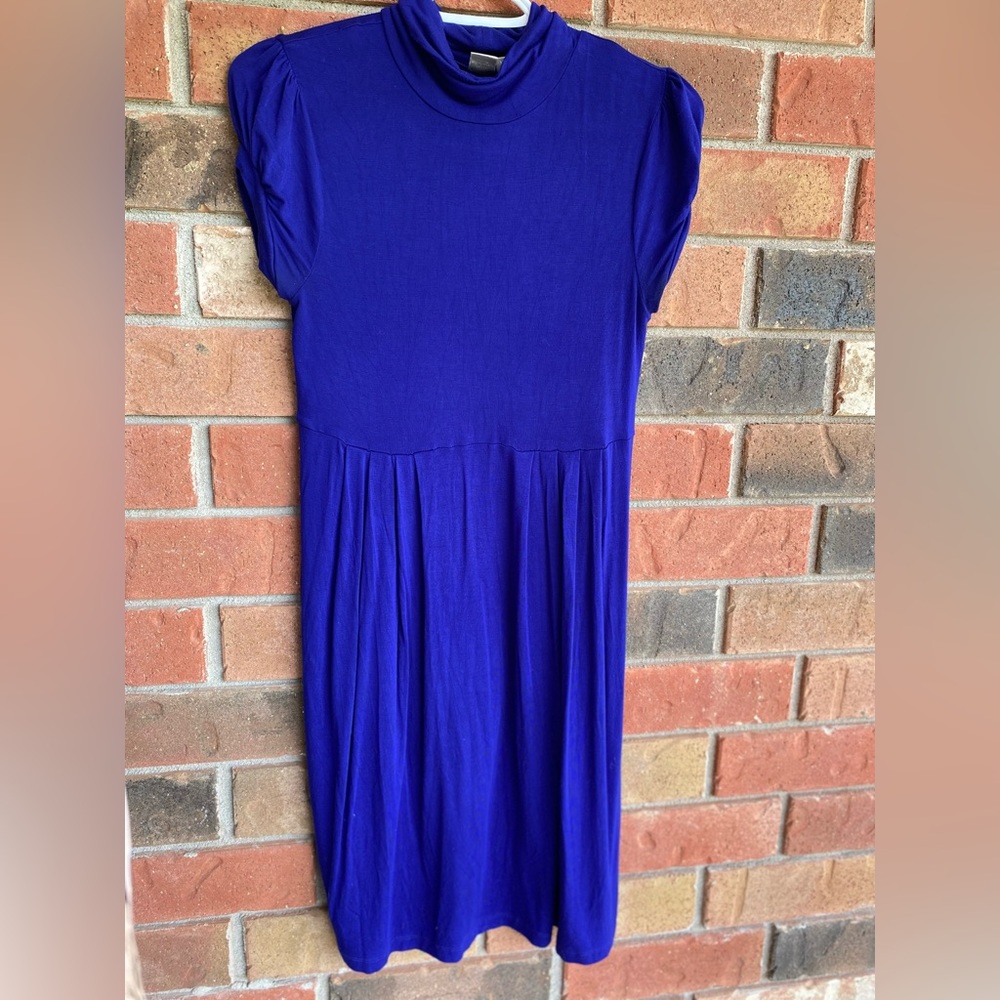 Simons Twik- Jersey Turtleneck Dress in cobalt blue